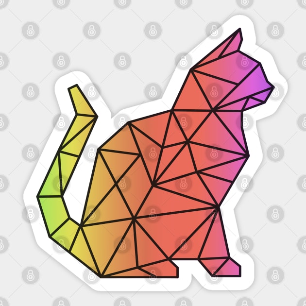Rainbow Geometric Cat Sticker by Janremi